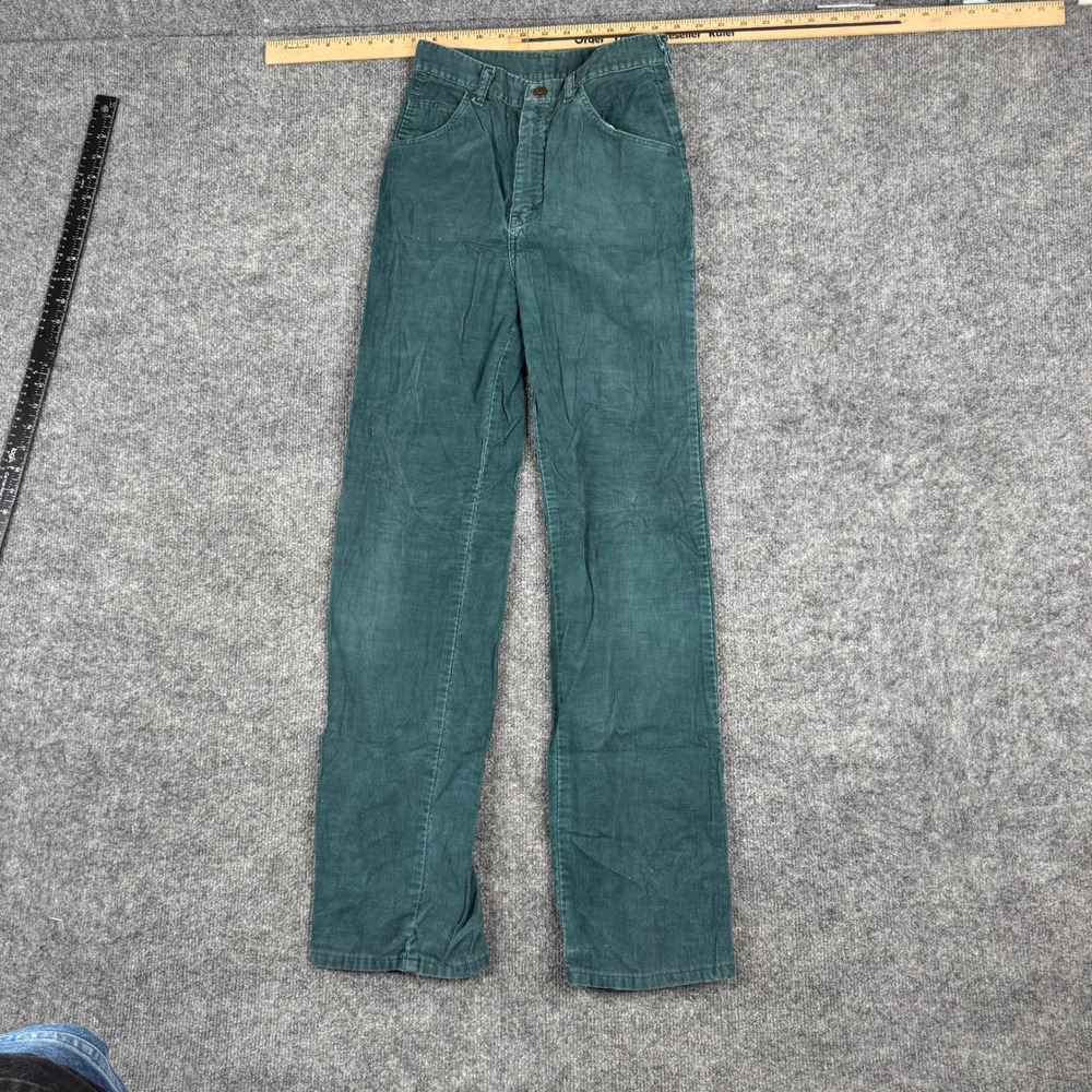 Wrangler Pants Womens Size 8 Teal Green Corduroy High Waisted Straight Vintage
